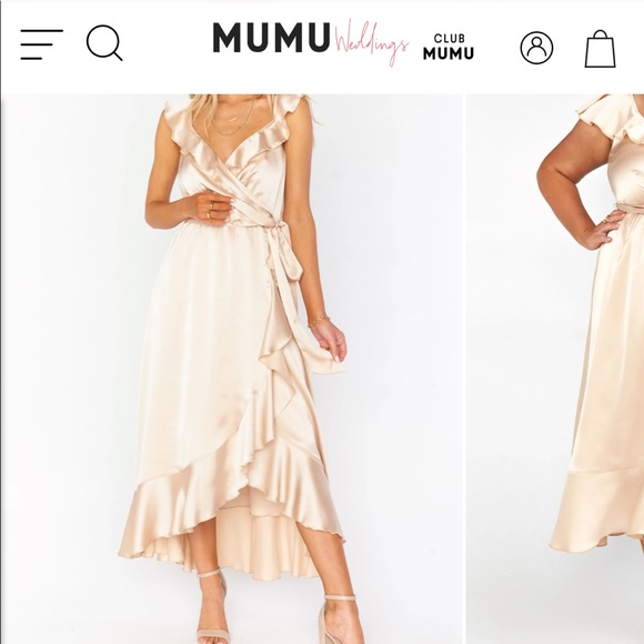 Show Me Your Mumu bridesmaid dress in Champagne Luxe Satin - Picture 1 of 5